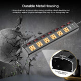 CRST 6 Outlets Individual Switches Mountable Metal Power Strip Surge Protector, 6FT Flat Plug Power Cord, Optional 3 Colors - Magnadyne