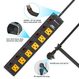 CRST 6 Outlets Individual Switches Mountable Metal Power Strip Surge Protector, 6FT Flat Plug Power Cord, Optional 3 Colors - Magnadyne
