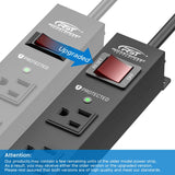 CRST 6 Outlets Wide Spaced Mountable Metal Power Strip Surge Protector, 6FT Flat Plug Power Cord, Mounting Kits Included - Magnadyne