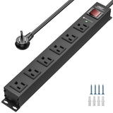 CRST 6 Outlets Wide Spaced Mountable Metal Power Strip Surge Protector, 6FT Flat Plug Power Cord, Mounting Kits Included - Magnadyne
