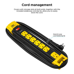 CRST 7 Outlets Mountable Heavy Duty Surge Protector Power Strip W/Cord Wrapping Design, 9FT Flat Plug Power Cord - Magnadyne