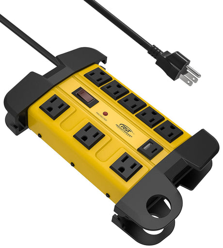 CRST 8-Outlet Heavy Duty Metal Power Strip | USB-C, 1350J Surge, ETL Listed - Magnadyne