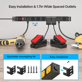 CRST 8-Outlet Mountable Metal Power Strip | 4-Way Bracket Mount, 2100J - Magnadyne