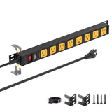 CRST 8-Outlet Mountable Metal Power Strip | 4-Way Bracket Mount, 2100J - Magnadyne