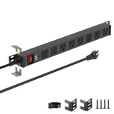 CRST 8-Outlet Mountable Metal Power Strip | 4-Way Bracket Mount, 2100J - Magnadyne