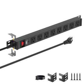 CRST 8-Outlet Mountable Metal Power Strip | 4-Way Bracket Mount, 2100J - Magnadyne