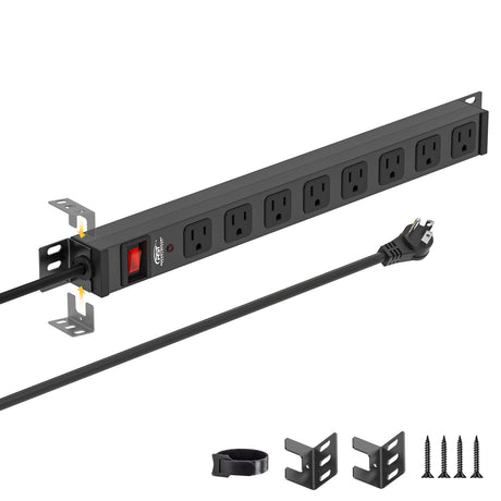 CRST 8-Outlet Mountable Metal Power Strip | 4-Way Bracket Mount, 2100J - Magnadyne
