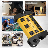 CRST 8 Outlets Dural USB Mountable Metal Power Strip Surge Protector with Cord Wrapping Design, Optional 15FT or 6FT Power Cord - Magnadyne