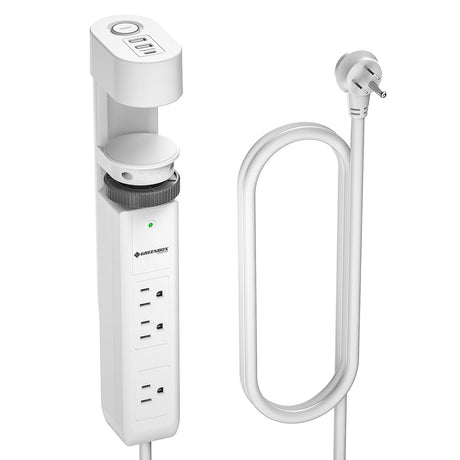 CRST Desk Clamp Power Strip | 3 Outlets + 3 USB (20W USB-C PD), 1020J Surge Protector - Magnadyne