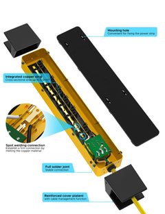 CRST Wide Spaced 6 Outlets Mountable Heavy Duty Metal Power Strip Surge Protector with Cord Wrapping Design, 15FT Power Cord - Magnadyne