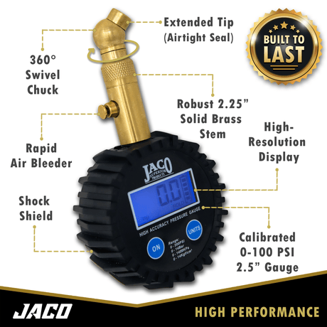 Elite® Digital Tire Pressure Gauge - Professional Accuracy - 100 PSI - Magnadyne