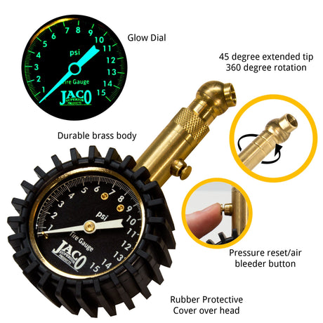 Elite® Low Pressure Tire Gauge - 15 PSI - Magnadyne