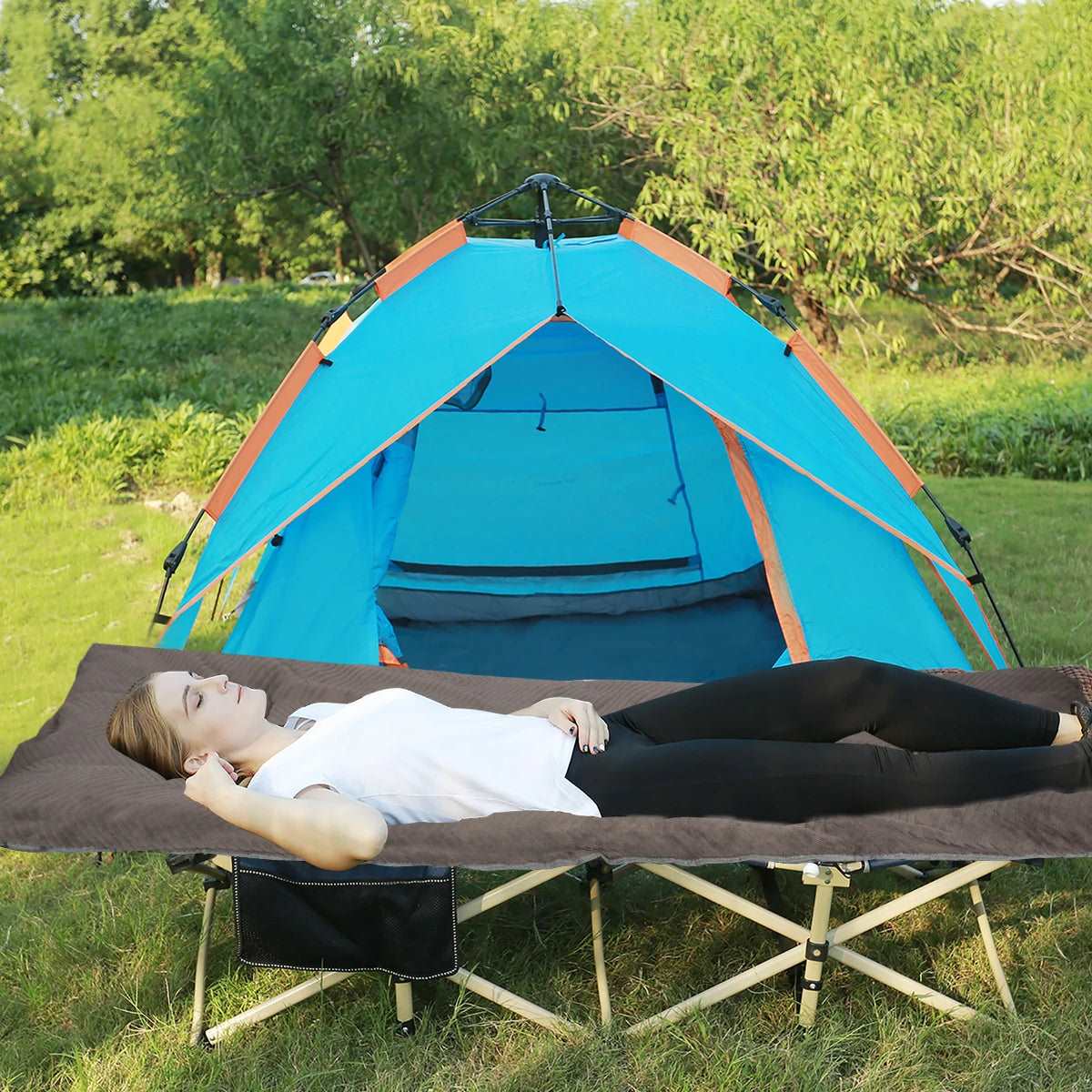 Extra Thick Folding Cot Pad, Soft Rabbit Hair Velvet, Brown Gary - Magnadyne