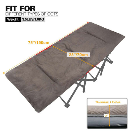 Extra Thick Folding Cot Pad, Soft Rabbit Hair Velvet, Brown Gary - Magnadyne