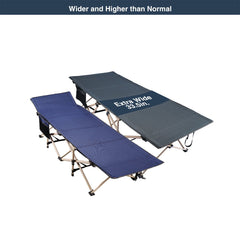 Extra Wide Folding Camping Cot for Adults, Grey Blue Green - Magnadyne