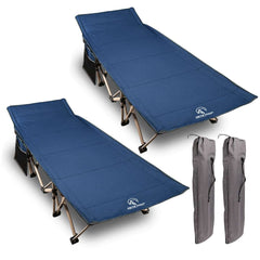 Extra Wide Folding Camping Cot for Adults, Grey Blue Green - Magnadyne