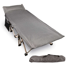 Extra Wide Folding Camping Cot for Adults, Grey Blue Green - Magnadyne