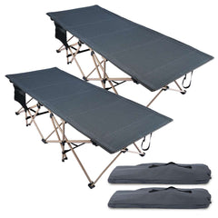 Extra Wide Folding Camping Cot for Adults, Grey Blue Green - Magnadyne