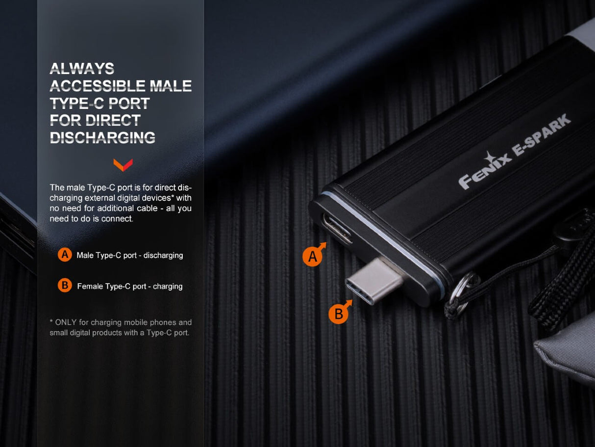 Fenix E - SPARK Ultra - Thin Powerbank LED Flashlight - Magnadyne