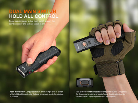 Fenix E08R UE Multi-Light EDC Flashlight With Red Light & Green Laser - Magnadyne