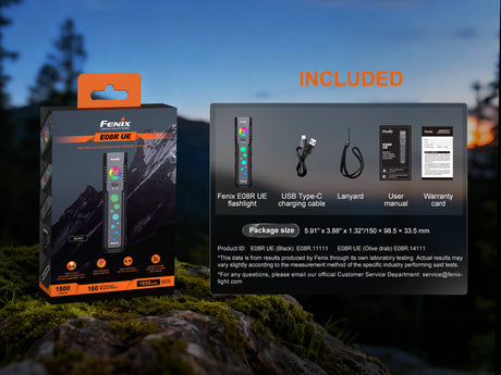 Fenix E08R UE Multi-Light EDC Flashlight With Red Light & Green Laser - Magnadyne