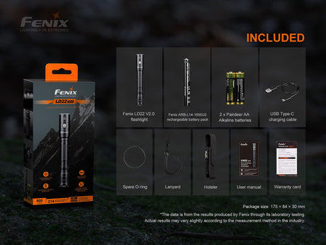 Fenix LD22 V2 Compact LED Flashlight - 800 Lumens - Magnadyne