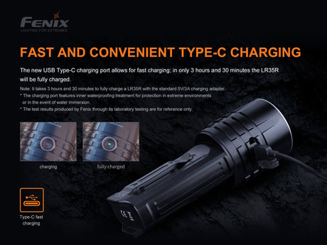 Fenix LR35R Rechargeable LED Flashlight - 10,000 Lumens - Magnadyne