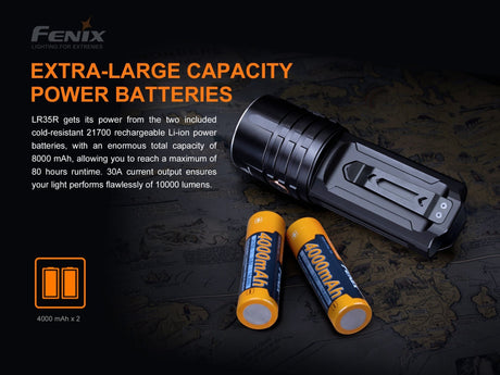 Fenix LR35R Rechargeable LED Flashlight - 10,000 Lumens - Magnadyne