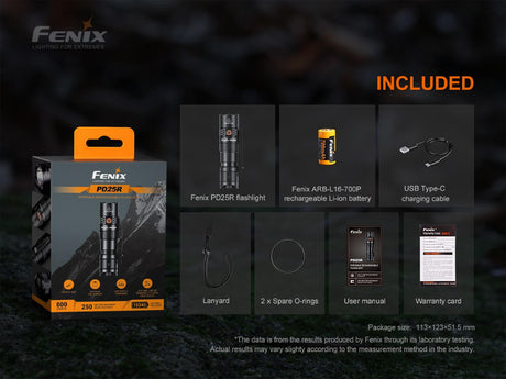 Fenix PD25R Rechargeable LED Flashlight - Magnadyne