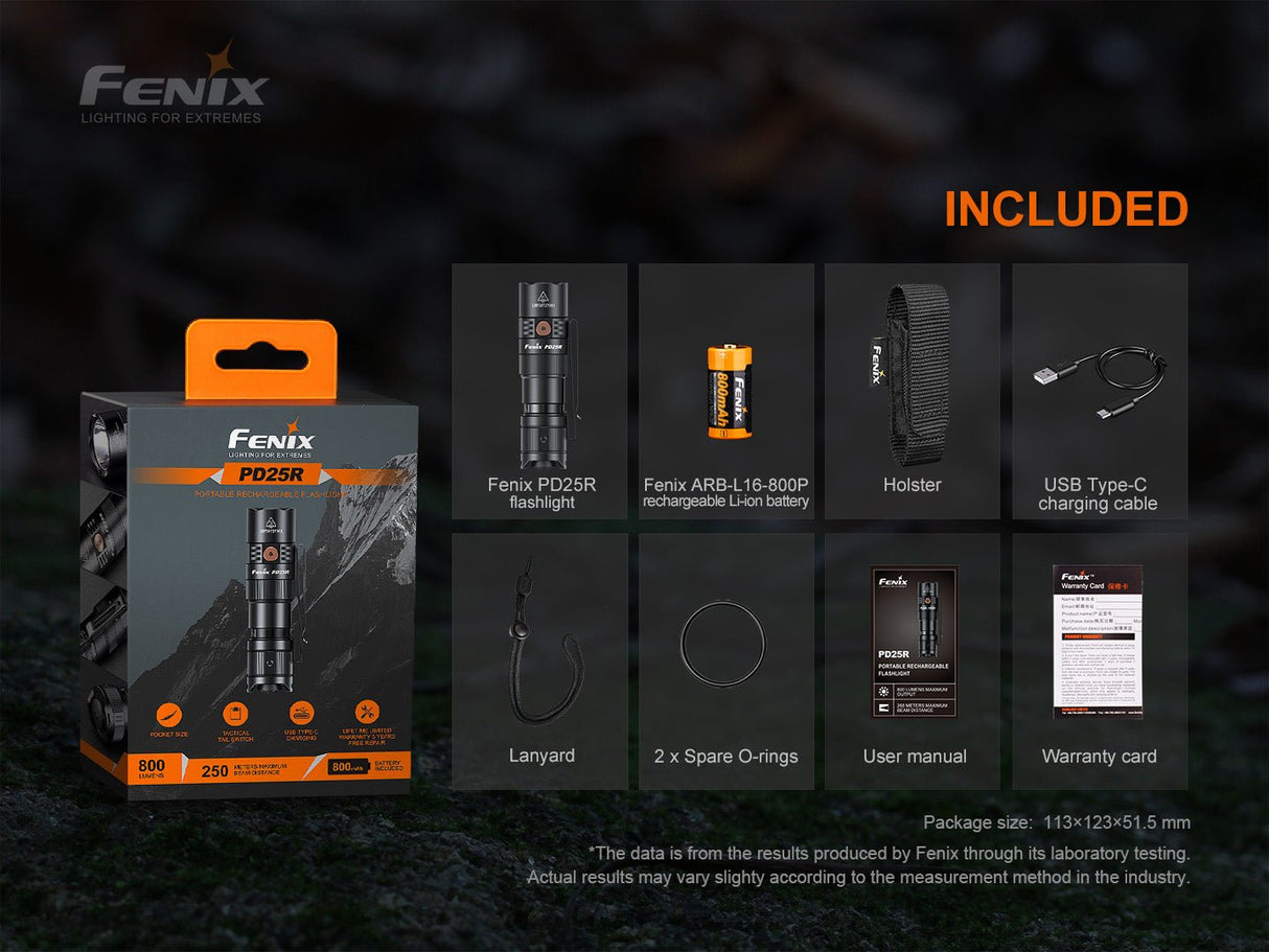 Fenix PD25R Rechargeable LED Flashlight - Magnadyne