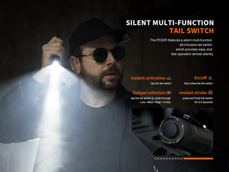 Fenix PD32R Rechargeable Silent Switch LED Flashlight - Magnadyne