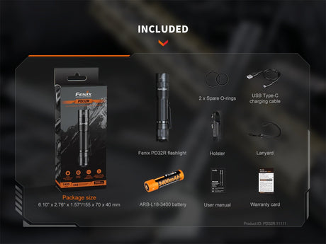 Fenix PD32R Rechargeable Silent Switch LED Flashlight - Magnadyne
