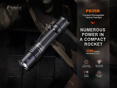 Fenix PD35R Compact Rechargeable Tactical Flashlight - Magnadyne