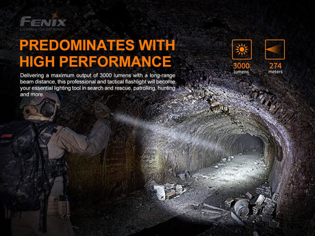 Fenix PD36 TAC Tactical Flashlight - 3000 Lumens - Magnadyne