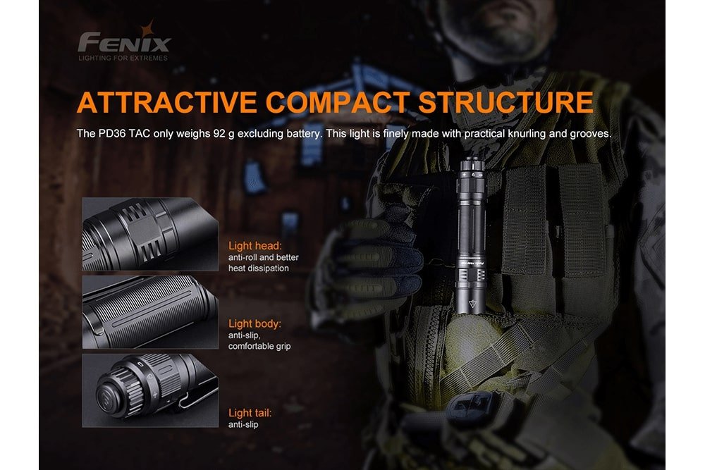 Fenix PD36 TAC Tactical Flashlight - 3000 Lumens - Magnadyne