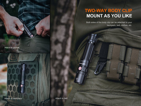 Fenix PD36R V2 Compact Rechargeable Tactical Flashlight - 1700 Lumens - Magnadyne