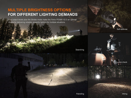 Fenix PD36R V2 Compact Rechargeable Tactical Flashlight - 1700 Lumens - Magnadyne