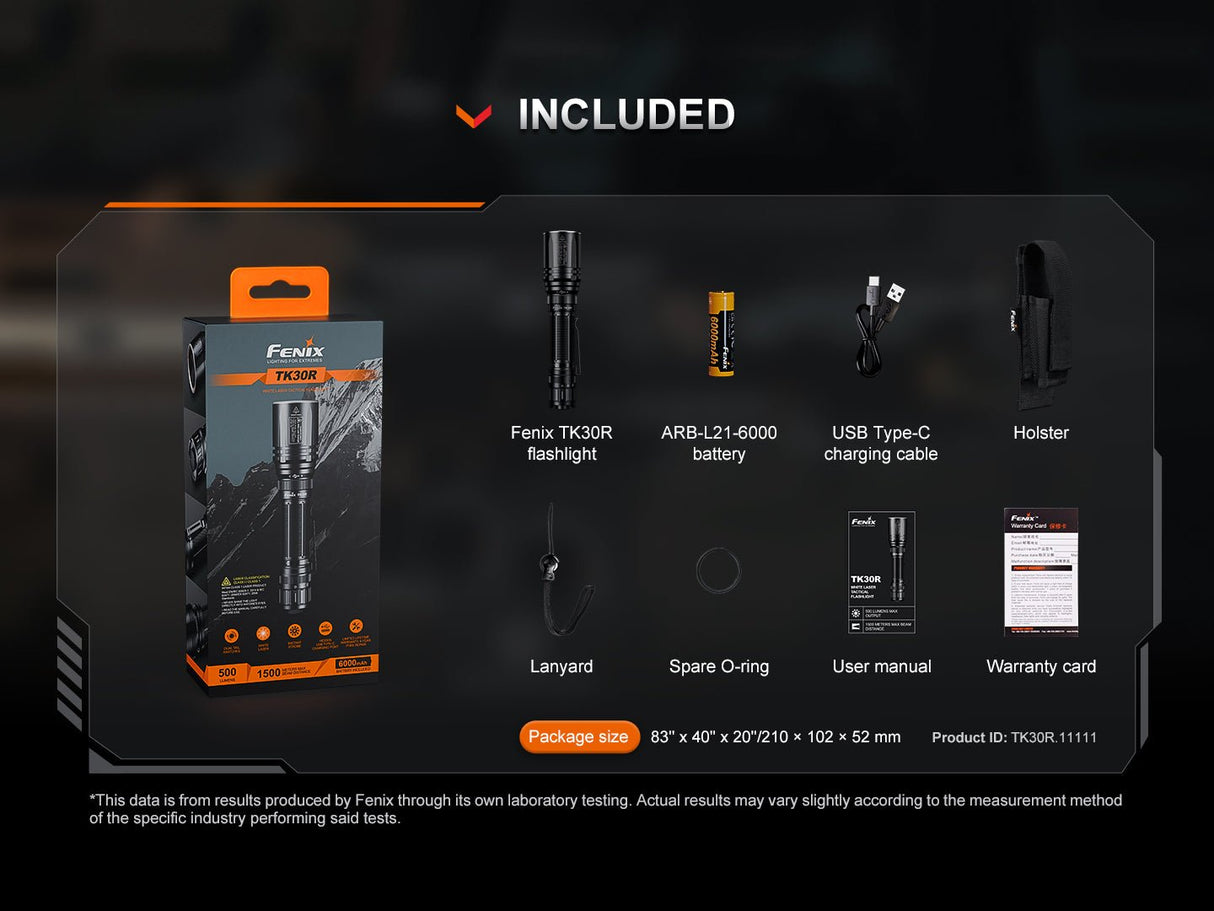 Fenix TK30R Tactical White Laser Rechargeable Flashlight - Magnadyne
