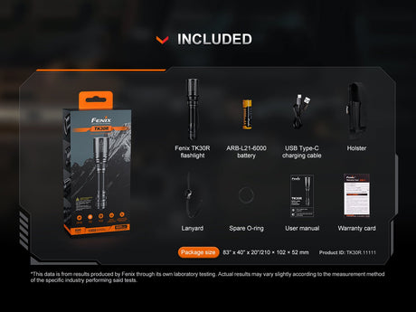 Fenix TK30R Tactical White Laser Rechargeable Flashlight - Magnadyne