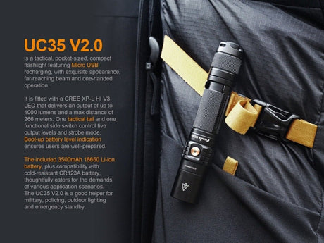 Fenix UC35 V2.0 LED Rechargeable EDC Flashlight - Magnadyne