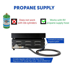 Flame King 17 inch LP Griddle with Small Regulator for RV pullout - Magnadyne