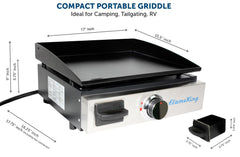 Flame King 17 inch LP Griddle with Small Regulator for RV pullout - Magnadyne