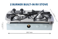 Flame King 2 Burner Built - In RV Trailer Stove with Wind Shield - Magnadyne