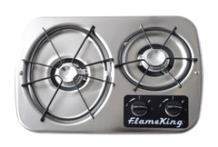 Flame King 2 Burner Built - In RV Trailer Stove with Wind Shield - Magnadyne