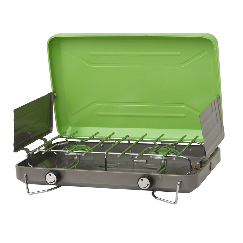 Flame King 2 Burner Portable Propane Gas Camping Stove Grill - Magnadyne