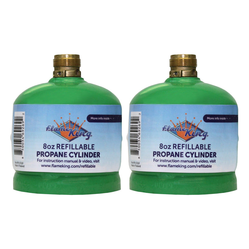 Flame King 2 Packs Eco Friendly Sustainable 8oz 1/2lb Refillable Propane Tank LP Cylinder - Magnadyne