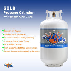 Flame King 30lb Propane Tank LP Cylinder with OPD - Magnadyne