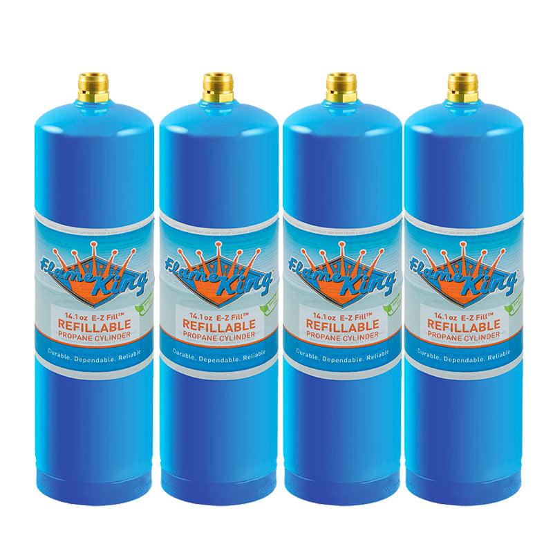 Flame King 4 Pack Eco Friendly Sustainable 1lb Refillable Propane Tank Welding LP Cylinder 14.1