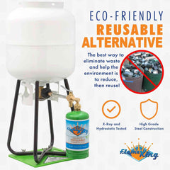 Flame King Eco Friendly 1lb Refillable Reusable Propane Cylinder + Refill Kit - Magnadyne