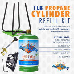 Flame King Eco Friendly 1lb Refillable Reusable Propane Cylinder + Refill Kit - Magnadyne